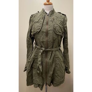 Free People Green Long Sleeve Belted Jacket